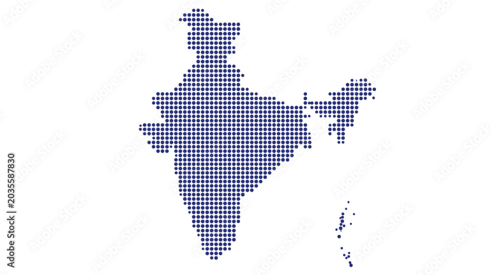 Obraz premium India map dotted vector silhouette blue halftone circle pattern geography template with islands for infographic poster presentation 