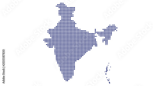 Bild auf Leinwand India map dotted vector silhouette blue halftone circle pattern geography templa