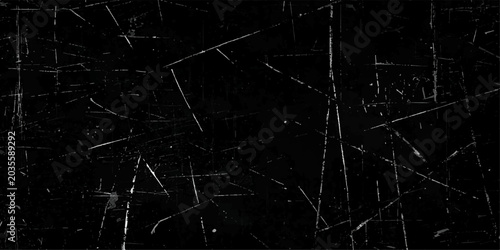 Fotografie Abstract Dark Grunge Distressed Texture Background with White Scratch Lines Rough Scuff Marks Dust Overlay Urban Noise Effects and Vintage Grunge Distortion Style