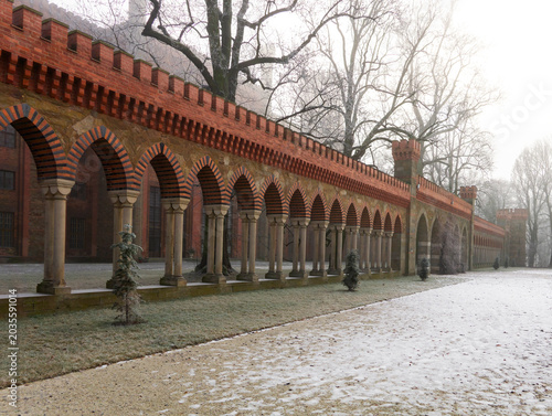 The palace colonnade, Kamieniec, Poland