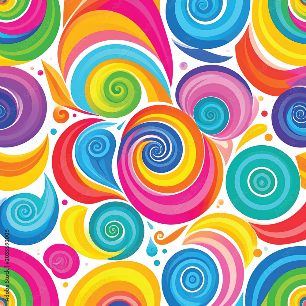 Fototapeta premium Colorful swirling spiral shapes pattern.