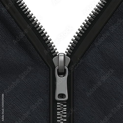 Close up of metal zipper.
