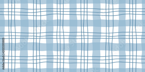 Bild auf Leinwand Seamless blue plaid pattern with soft textile style