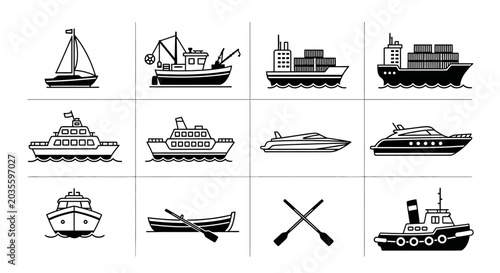 Fotografie Maritime Ships and Boats Icon Set