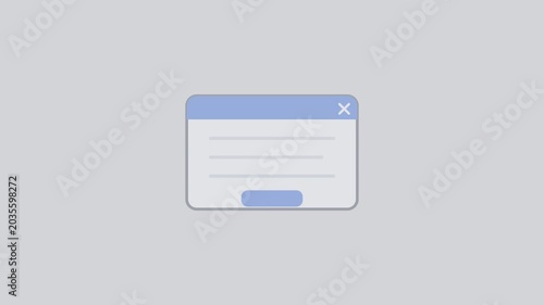 Browser window, web page, pop-up, blue and white interface