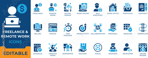 Tableau sur toile Freelance Remote Work Digital Nomad Gig Economy Home Office Telecommute Outsourc