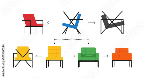 Modern Chair Design Flowchart Vector Illustration