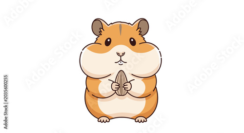 Cute Hamster Holding Sunflower Seed Vector Illustration