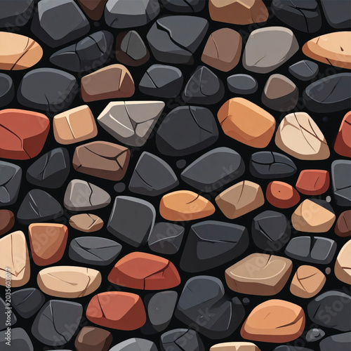 Collection of colorful stones and pebbles.