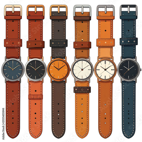 Collection of leather strap watches.
