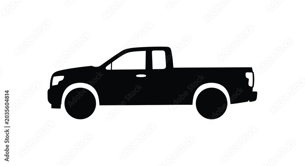 Naklejka premium Pickup Truck Silhouette Against A White Background