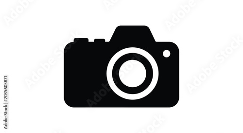 Dslr Camera Silhouette Against A White Background