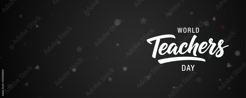 Εκτύπωση καμβά Colorful teachers day banner with apples books and celebratory elements illustra