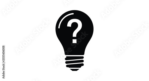 Light bulb with question mark black silhouette