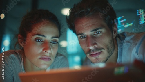Two colleagues, software developers and researchers, looking at a problem statement and trying to understand, working together in an AI digital workspace, bug investigation, software engineering