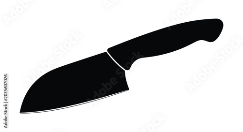 Kitchen Knife Silhouette On White Background blade