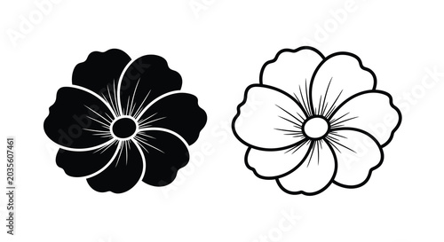 Two floral silhouettes with radiating lines on a white background silhouette