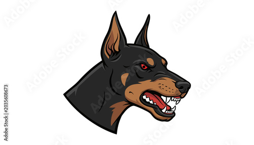 Fotografi Vector illustration of angry Doberman head