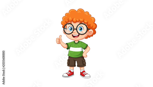 Fotografía Smiling cartoon boy pointing finger