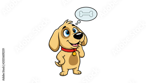 Foto Thinking Cartoon Dog with Speech Bubble