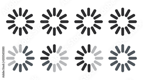 Tableau sur toile Loading and buffering progress indicator icon set, circular wait spinner symbols