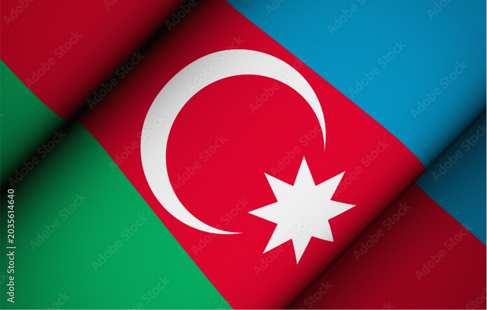 Obraz premium Azerbaijan flag with crescent moon and star symbol on red blue and green background