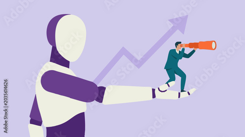 Obraz na płótnie AI assisting human foresight for business growth and future vision