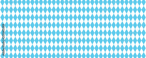 Texture with blue and white rhombus. Seamless banner for Bayern fabric. Vector Oktoberfest Bavarian pattern.