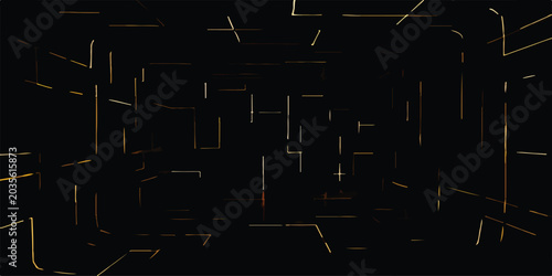 Fotografía Dark abstract digital grid with thin glowing gold lines creating a geometric net