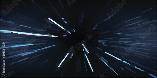 Bild auf Leinwand Speeding through space with light trails effect hyperspace futuristic abstract b