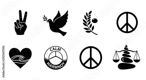 Peace and Harmony Symbol Icon Set