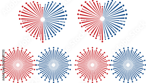 Vector illustration of geometric heart and circle patterns with radiating lines and dots representing symmetry, abstract, and decorative themes