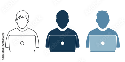 Tableau sur toile Person Working on Laptop Icon for Freelance Career, Work From Home, Remote Job,