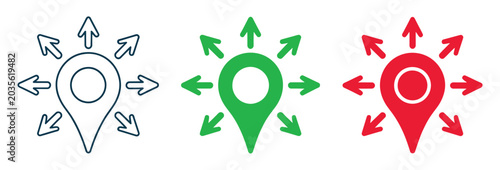 Bild auf Leinwand GPS Movement Symbol With Reposition Map Pin Icon, Modern Vector Illustration for