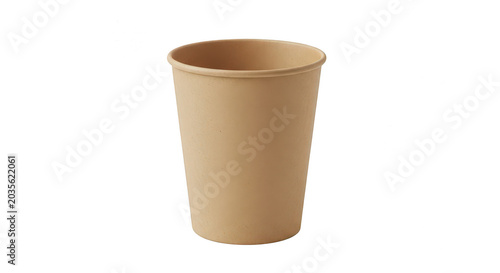 Brown paper coffee cup with lid isolated on transparent background