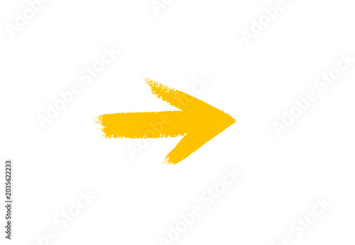 hand drawn watercolor arrow yellow on a white background