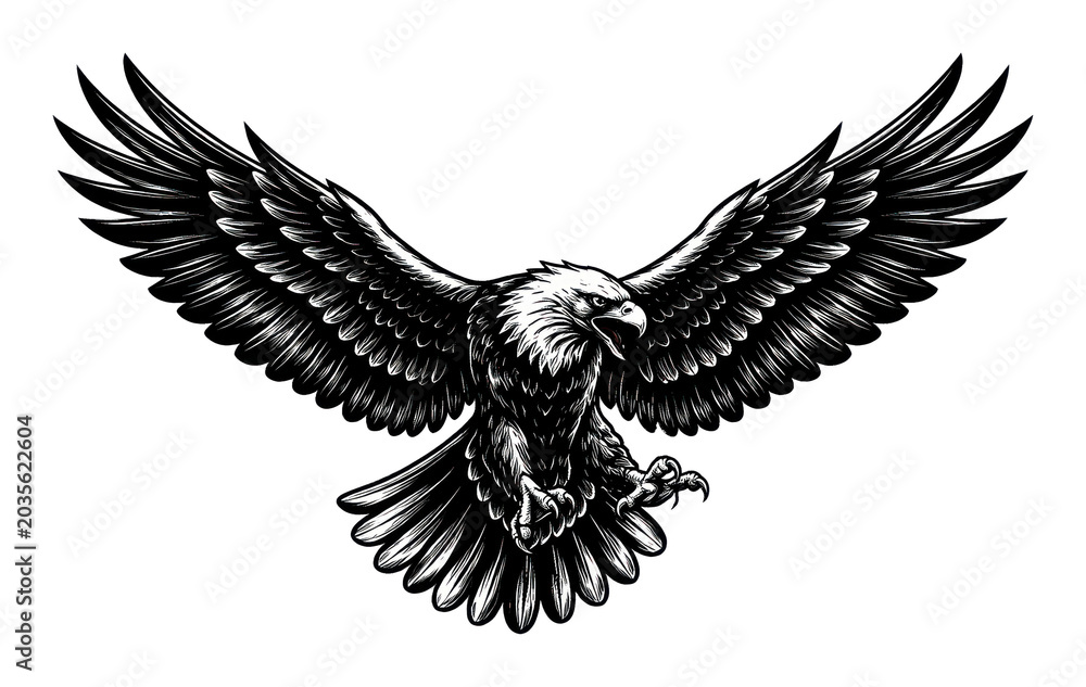 Fototapeta premium PNG Majestic eagle soaring illustration.