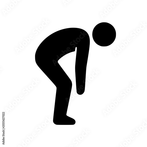 Man bending black white icon