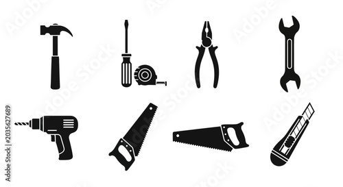 Tableau sur toile Construction and Repair Hand Tools Icon Set