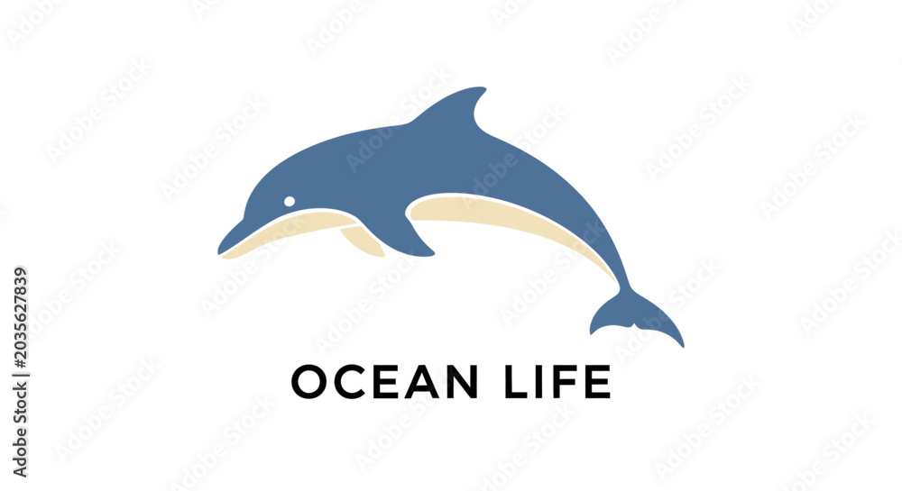 Fototapeta premium Ocean Life Dolphin Logo Design
