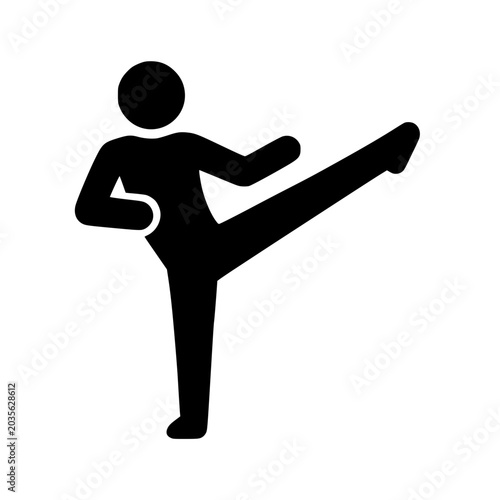 A man kicks minimal black white icon 