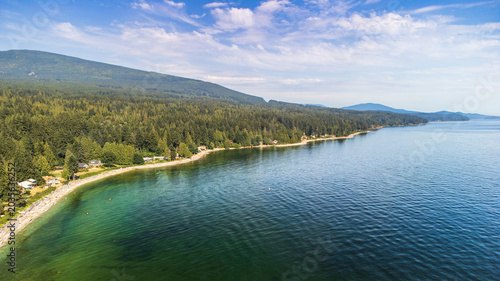 Obraz na plátně Aerial drone view of Sunshine Coast shoreline in British Columbia