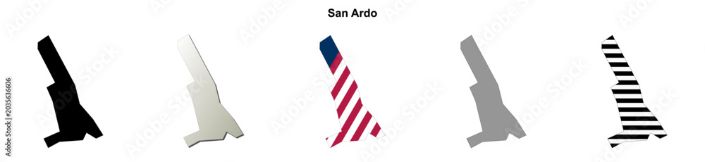 Obraz premium San Ardo (California) blank outline map