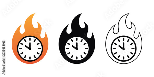 Foto Burning Clock Icon Vector Illustration Representing Deadline Pressure, Time Mana