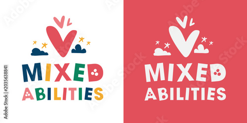 Mixed ability Card and Poster Template design, vector illustration.