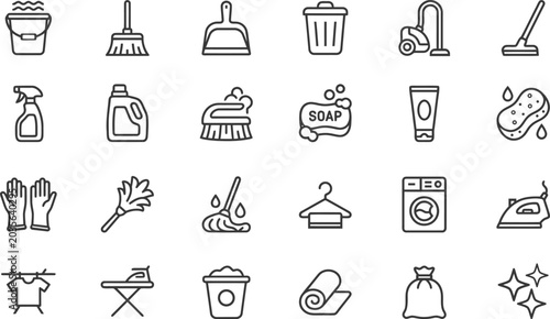 Vector illustration of various cleaning tools