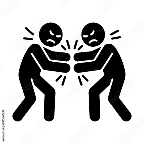 Konstfotografi Stick figures in a physical confrontation