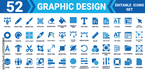 Obraz na płótnie 52 graphic design editable vector icons set solid icon collection mega pack