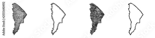 Cuadro en lienzo Sketch Afar (Ethiopia) outline map design set