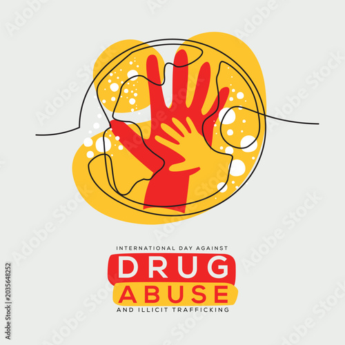 International Day against Drug Abuse and Illicit Trafficking, vector illustration.